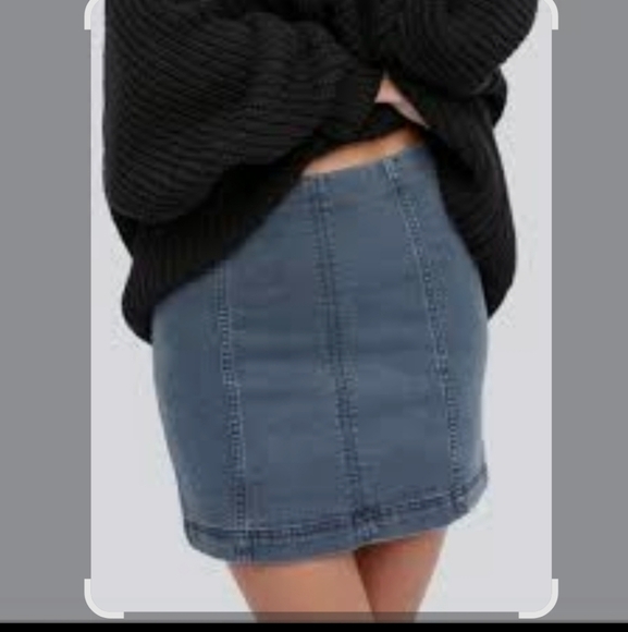 Free People Classic Blue Mini Skirt - Picture 1 of 12